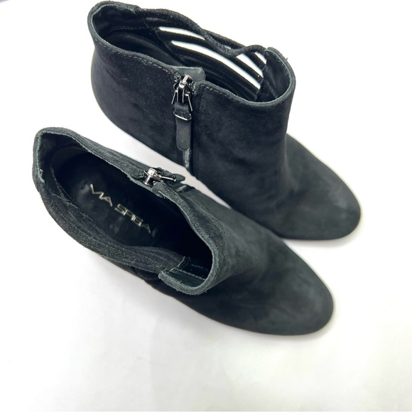 Via Spiga Suede Stiletto Heel Ankle Booties Cutout Side Detail Black Size 9 - Picture 7 of 11